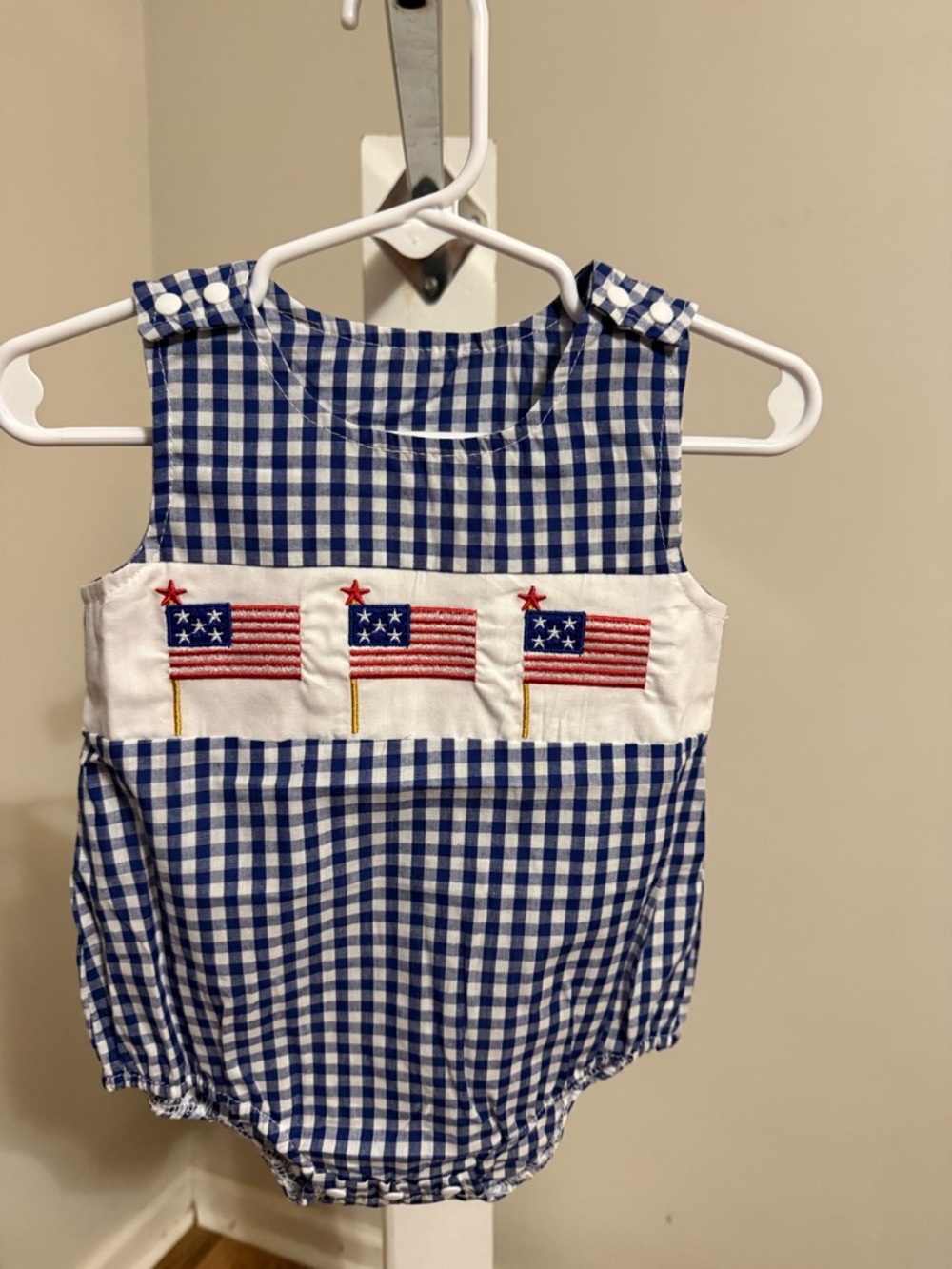 New Gingham American Flag Romper - Picture 3 of 7